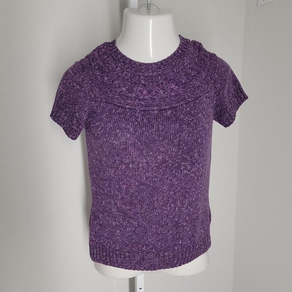 Daisy Fuentes Pullover Knit Sweater ~ Sz PM ~ Purple ~ Short Sleeve - Picture 1 of 5